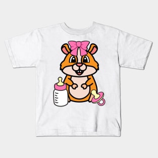 cute baby hamster wears a pink ribbon Kids T-Shirt